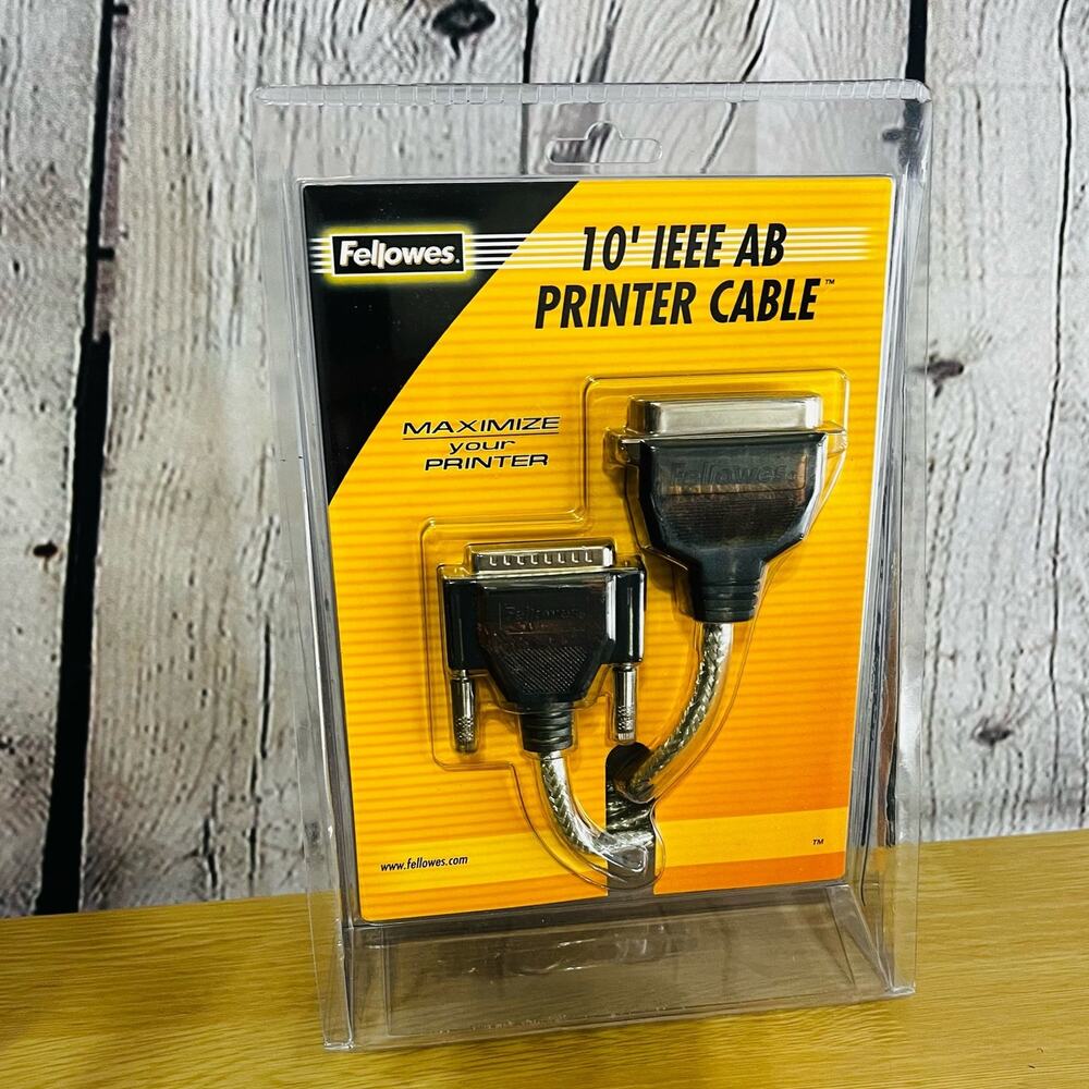 Fellowes 10FT IEEE Heavy Duty PRINTER CABLE STD (99139) NWT